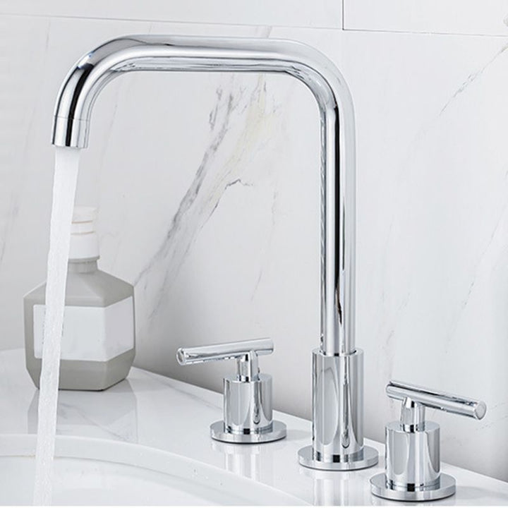 Lisslune | Modern 2-Handle Bathroom Sink Faucet 3-Hole Widespread Bathroom Faucet