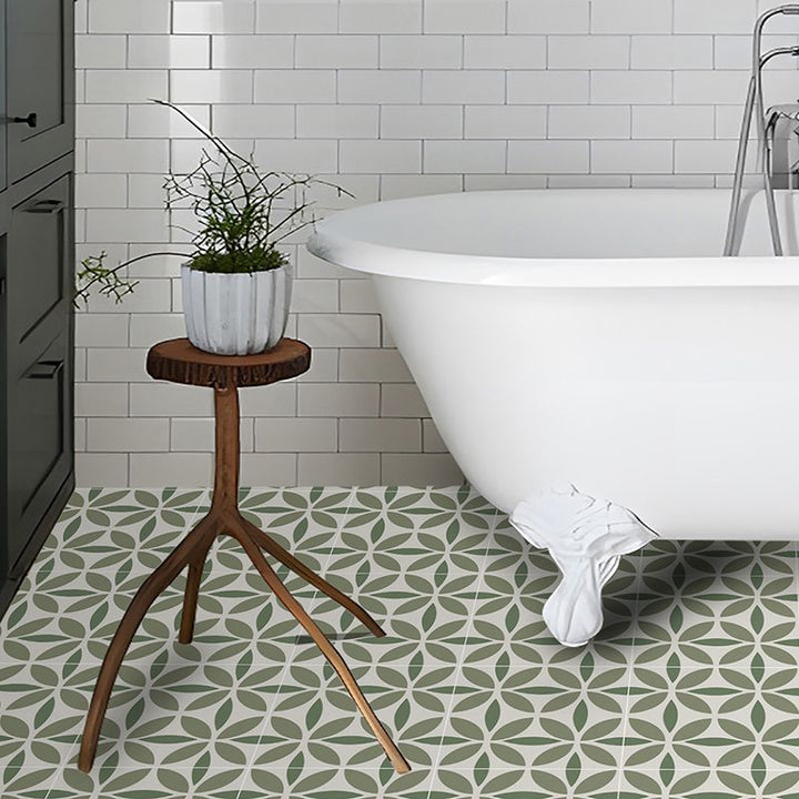 Lisslune | Indoor Vinyl Tiles Flower Pattern Peel and Stick Waterproof Square Vinyl Tile