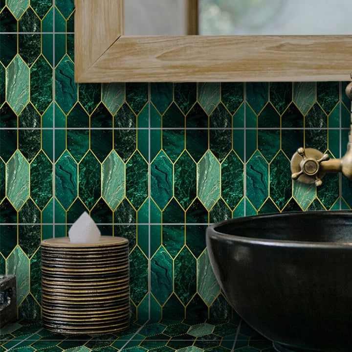 Lisslune | Polygon Peel and Stick Splash Guard Tile PVC Mosaic Peel and Stick Tile for the Kitchen