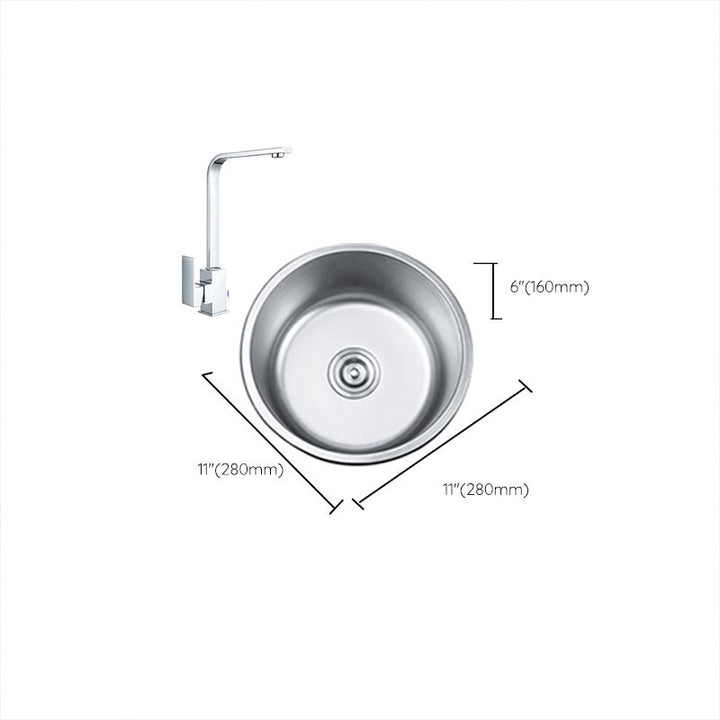 Lisslune | Round Single Bowl Kitchen Sink Stainless Steel Sink with Drain Strainer Set