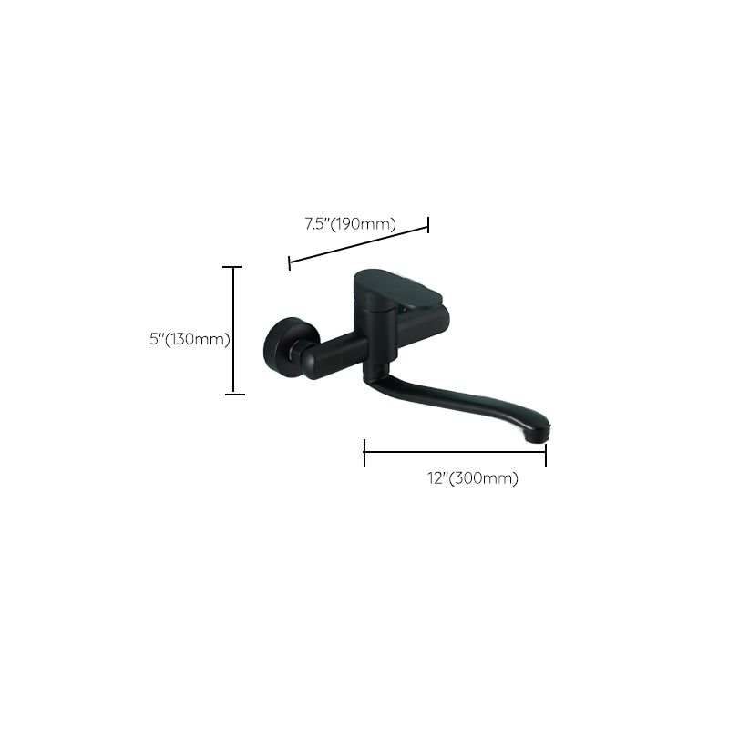 Lisslune | Low-Arc Bathtub Filler Black Lever Wall-Mounted Copper Bathtub Filler