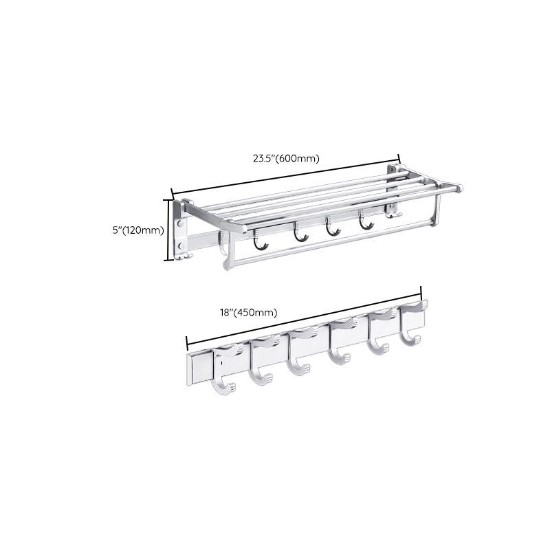 Lisslune | Contemporary silver metal bathroom accessory set with towel rack