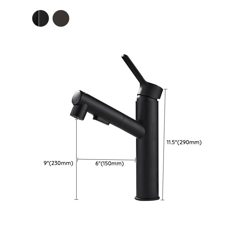 Lisslune | Bathroom Vessel Faucet High Arc Three-Way Spout Single Handle Faucet with Pull-Out Sprayer