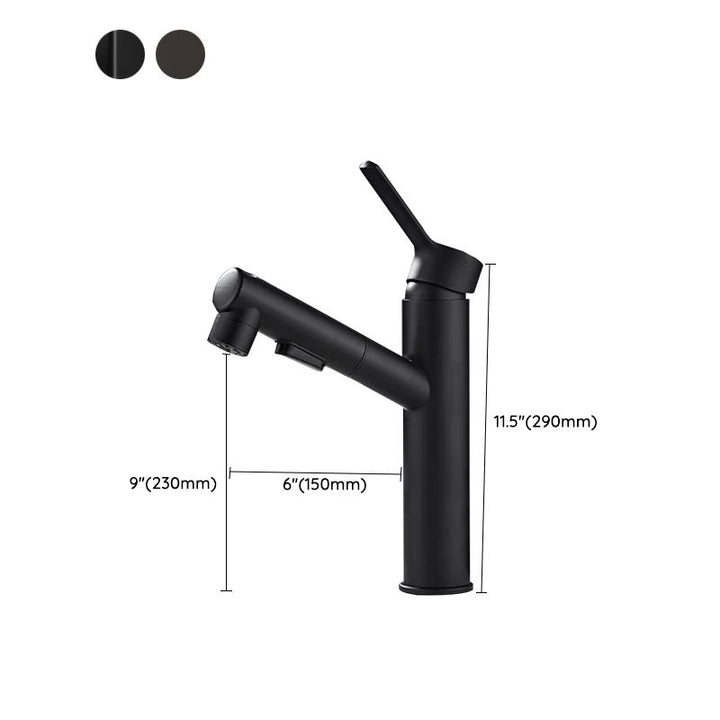 Lisslune | Bathroom Vessel Faucet High Arc Three-Way Spout Single Handle Faucet with Pull-Out Sprayer
