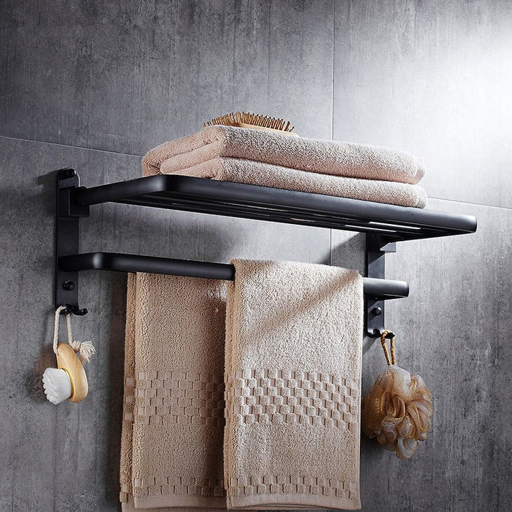 Lisslune | Contemporary 8-piece Bathroom Accessory Set Matte Black Bathroom Shelf/Paper Holder/Towel Hook