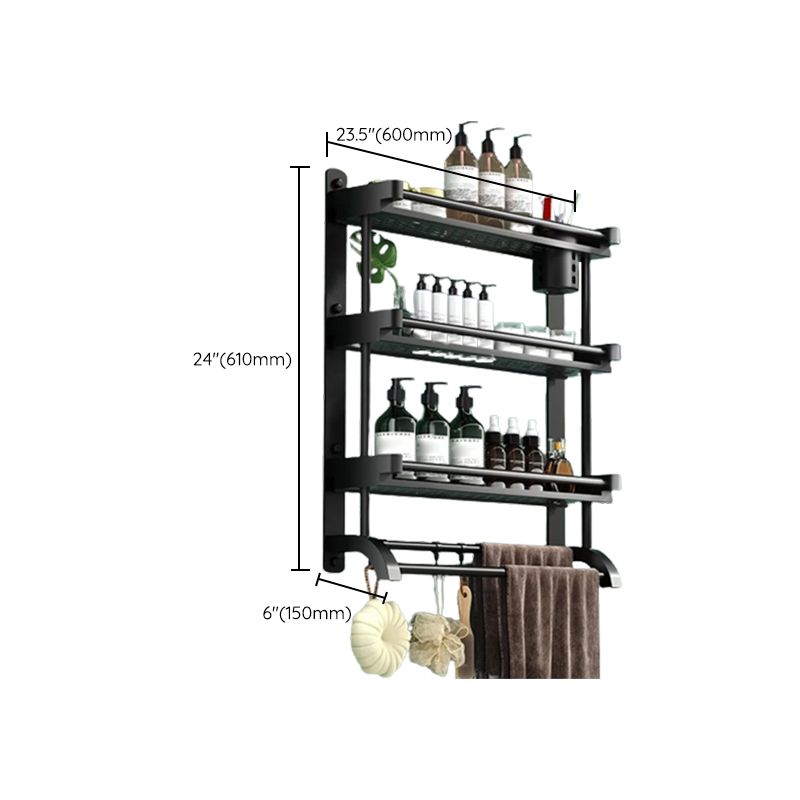 Lisslune | Modern Black Bathroom Accessories Stainless Steel Fitting Set Bathroom Shelf