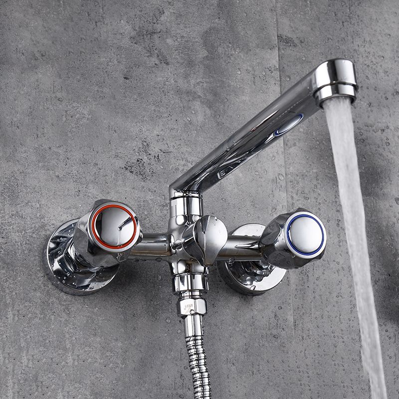 Lisslune | Contemporary Bathtub Faucet Trim Chrome Wall-Mounted Swivel Spout with Hand Shower