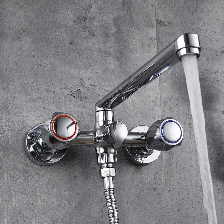 Lisslune | Contemporary Bathtub Faucet Trim Chrome Wall-Mounted Swivel Spout with Hand Shower