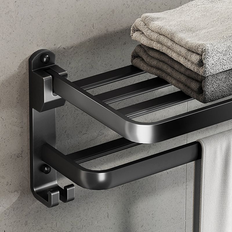 Lisslune | Contemporary bathroom accessory set with black surface and bath shelf/towel bar