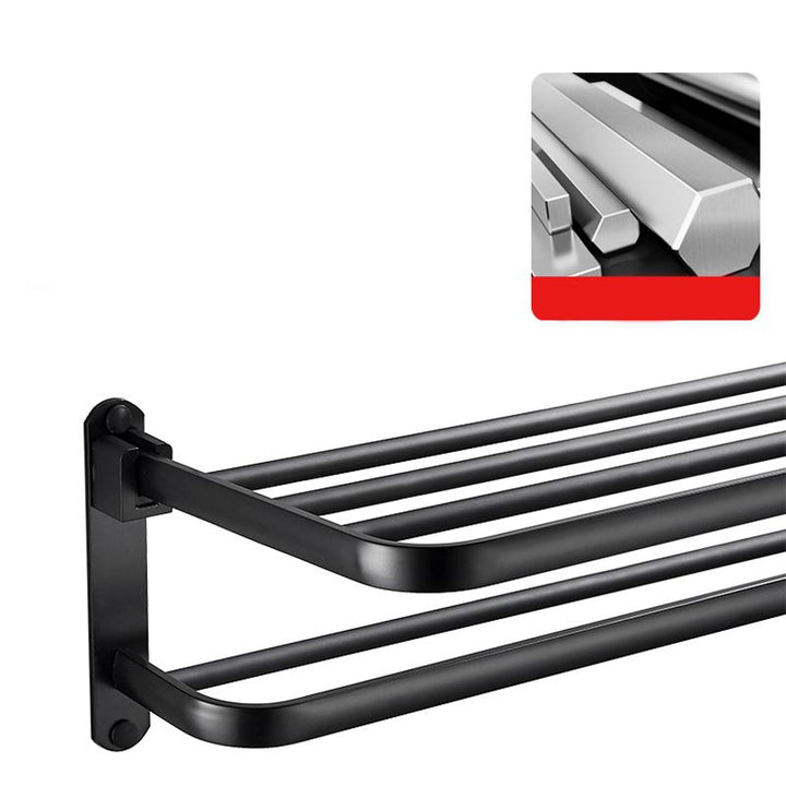 Lisslune | Modern Classic Bathroom Hardware Set Matte Black Bathrobe/Towel Rack & Bathroom Shelf