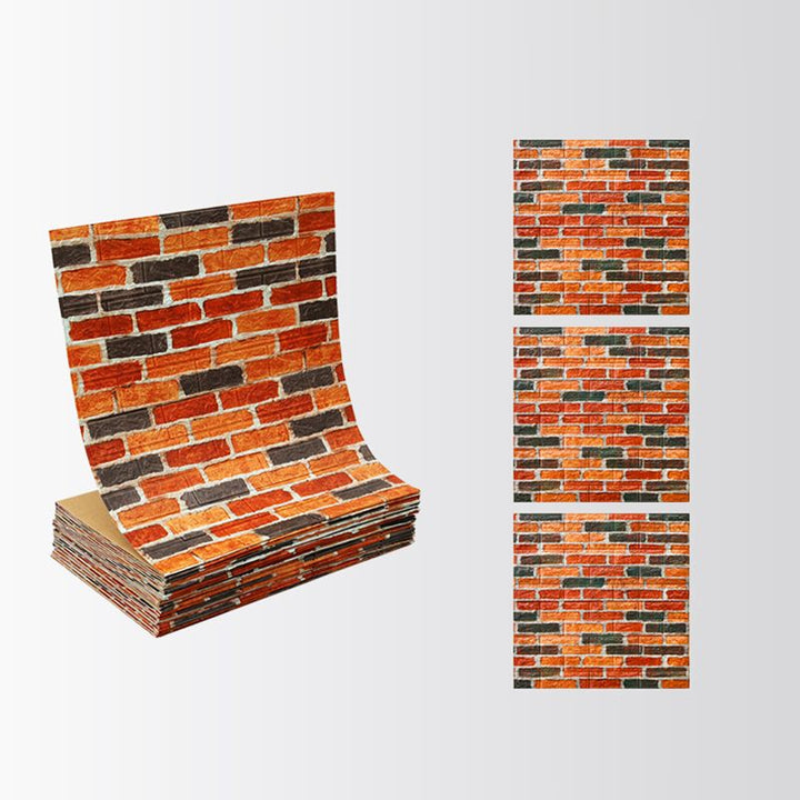 Lisslune | Industrial Wall Panel 3D Brick Wall Panels Waterproof Stickers Wall Tiles Set of 10