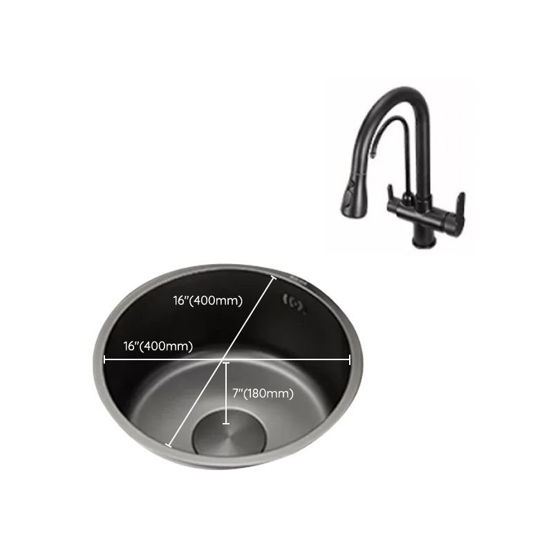 Lisslune | Kitchen Sink Round Single Bowl Color and Scratch Resistant Under-mounted Stainless Steel Kitchen Sink