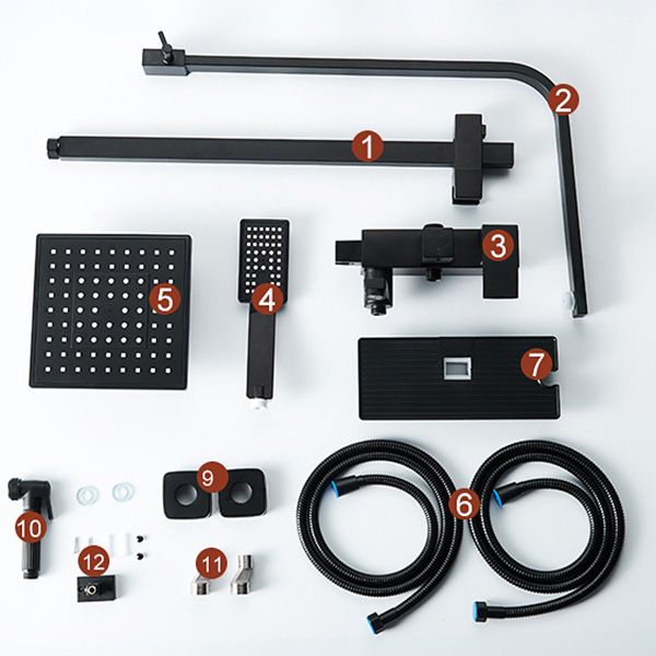 Lisslune | Adjustable spray sample shower combination metal shower fitting arm showerhead with slip bar