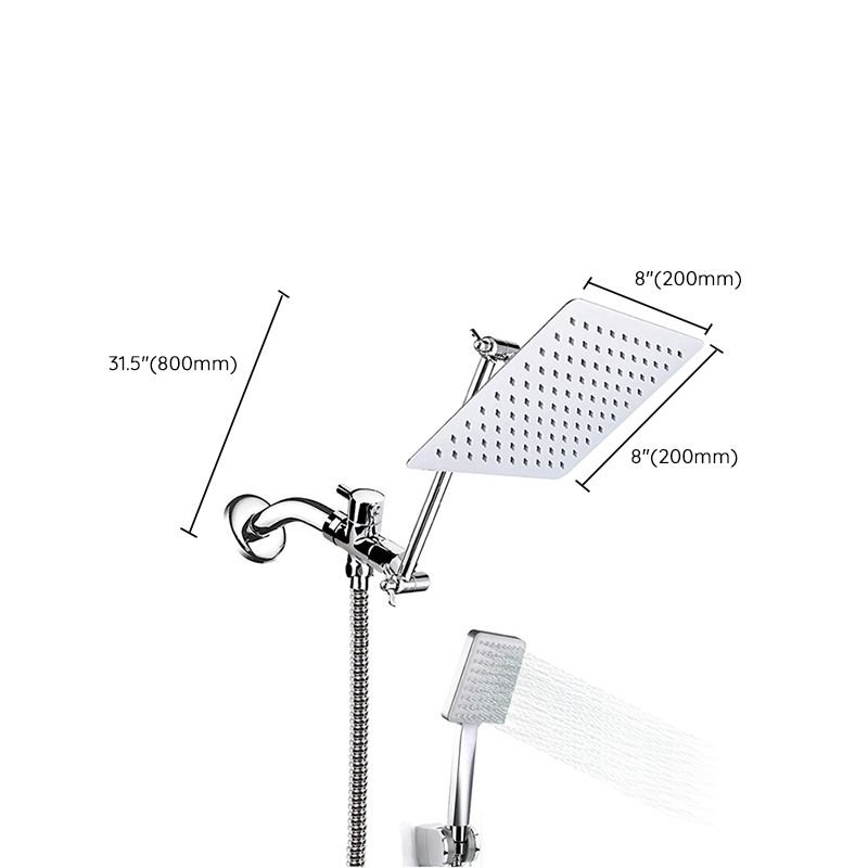Lisslune | Contemporary Shower Combination Dual Shower Head Ceiling Mounted Metal Square Shower Head