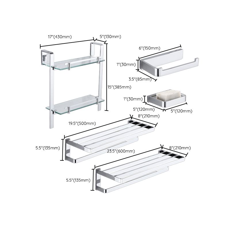 Lisslune | Polished Chrome Bathroom Accessory Set Modern Brass Bathroom Accessory Kit