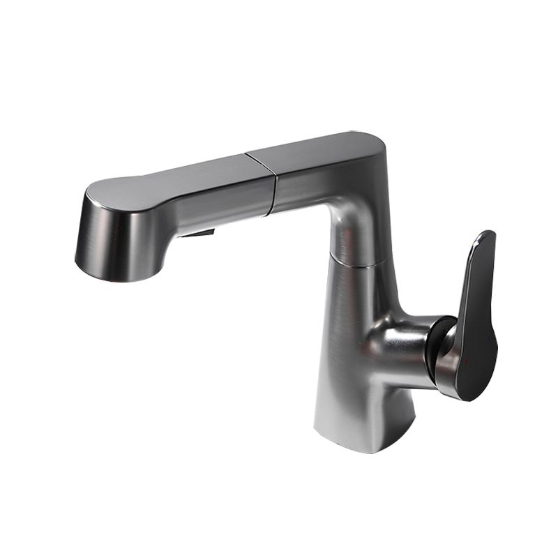 Lisslune | Bathroom Vessel Faucet High Arc Three-Way Spout Single Handle Faucet with Pull-Out Sprayer
