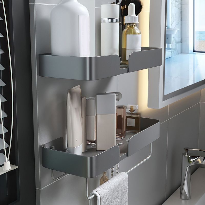 Lisslune | 3-piece modern bathroom hardware set aluminum bathroom shelf in gray
