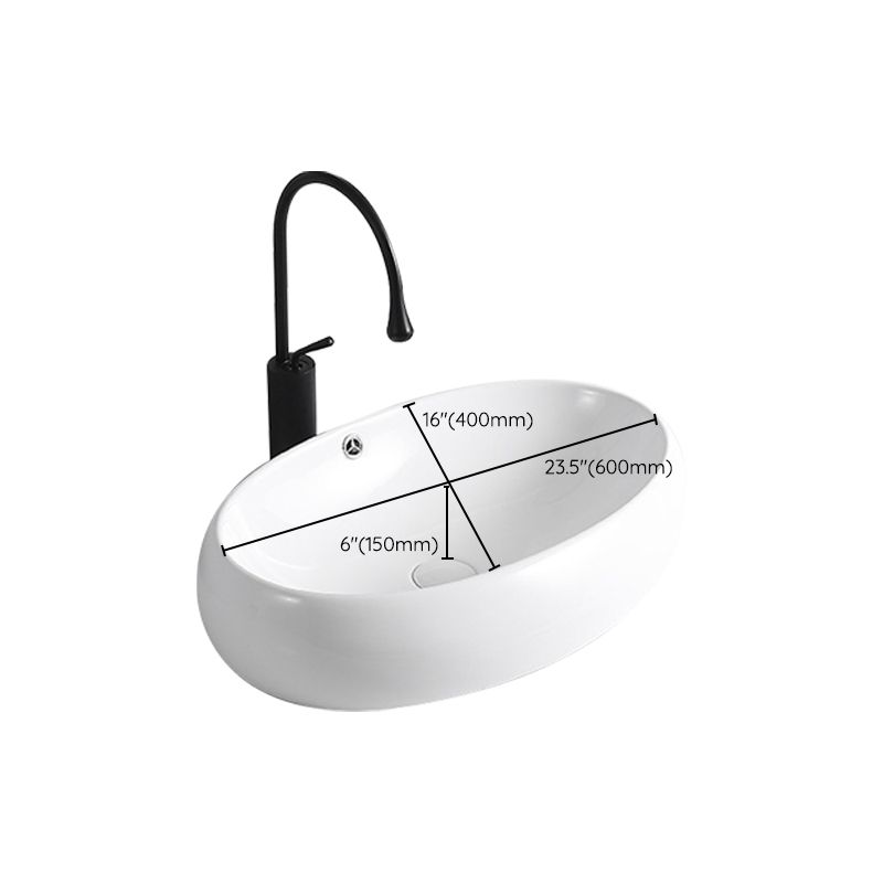 Lisslune | Modern Vessel Sink Porcelain Rectangular Vessel Sink (Not Included Faucet)
