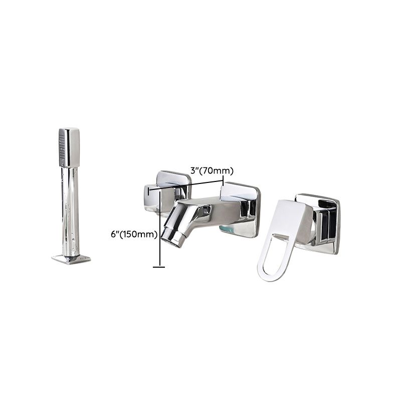 Lisslune | Wall Mounted Faucet Brass Lever Handle Bathroom Faucet Hand Shower