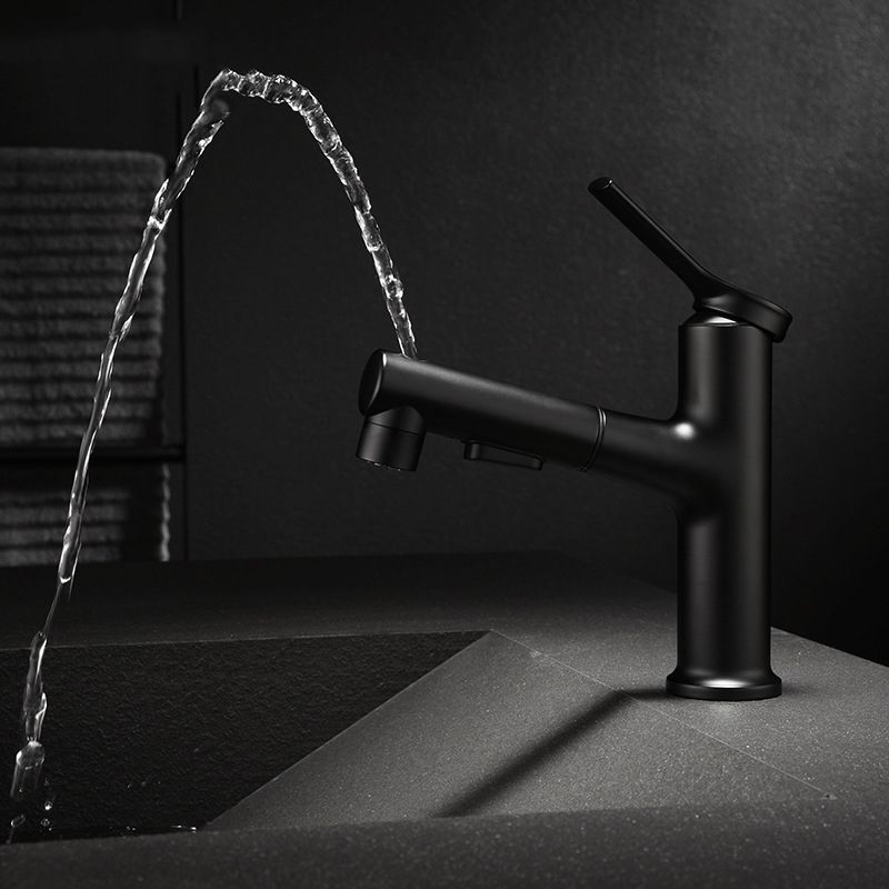 Lisslune | Modern Sink Faucet Copper Single Handle Low Arc Pull Down Sink Faucet