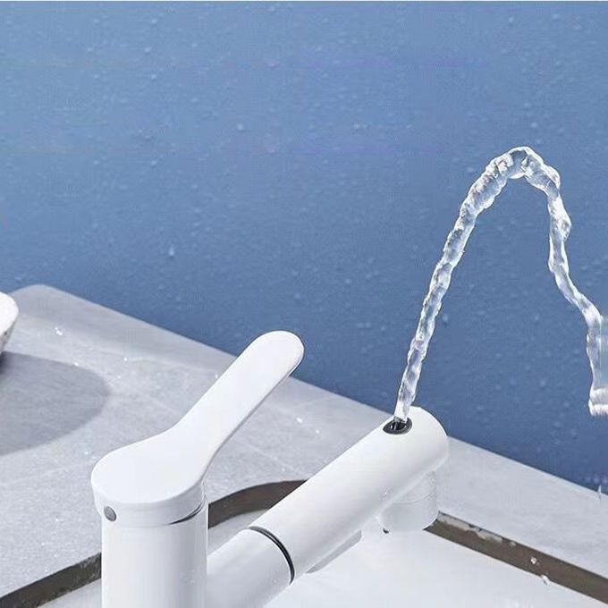 Lisslune | Modern sink faucet copper 1-handle low arc pull-out sink faucet for bathroom