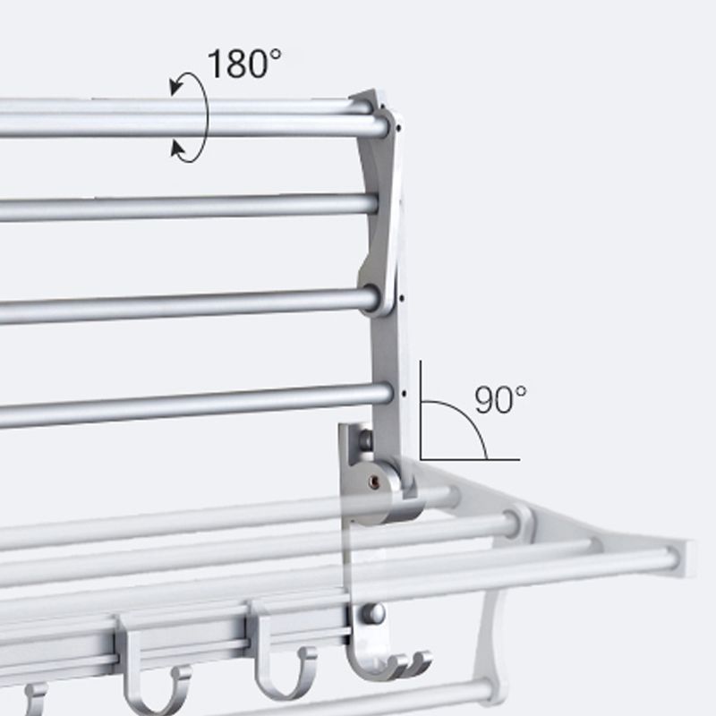 Lisslune | Silver Modern Bathroom Accessory Set with Bath Shelf/Towel Holder & Bathrobe Hook