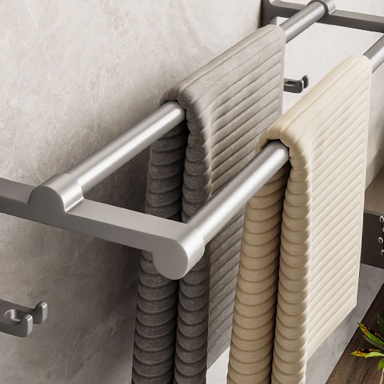 Lisslune | Gray Aluminum Bathroom Accessory Set Contemporary Bath Shelf