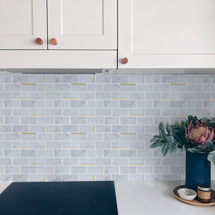 Lisslune | Mosaic Tile Peel & Stick Tile PVC Kitchen Backsplash Peel and Stick Wall Tile