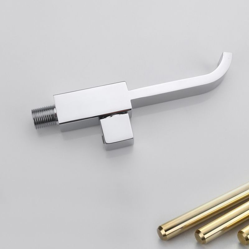 Lisslune | Contemporary Wall Mounted Bathroom Faucet Handle Knob Solid Brass Square Faucet