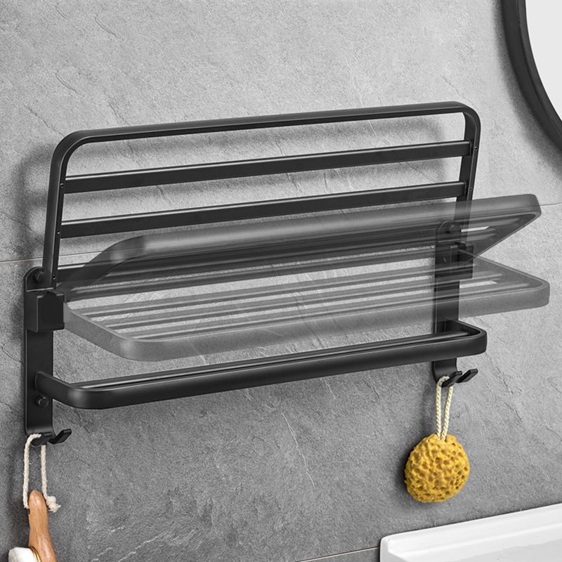 Lisslune | Matt Black 5-piece Modern Bathroom Accessory Set with Shelf/Tower Bar & Paper Holder