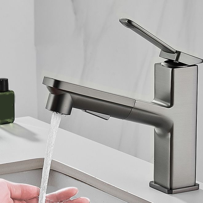 Lisslune | Modern Brass Faucet Center Mount Bathroom Faucet with Water Hose