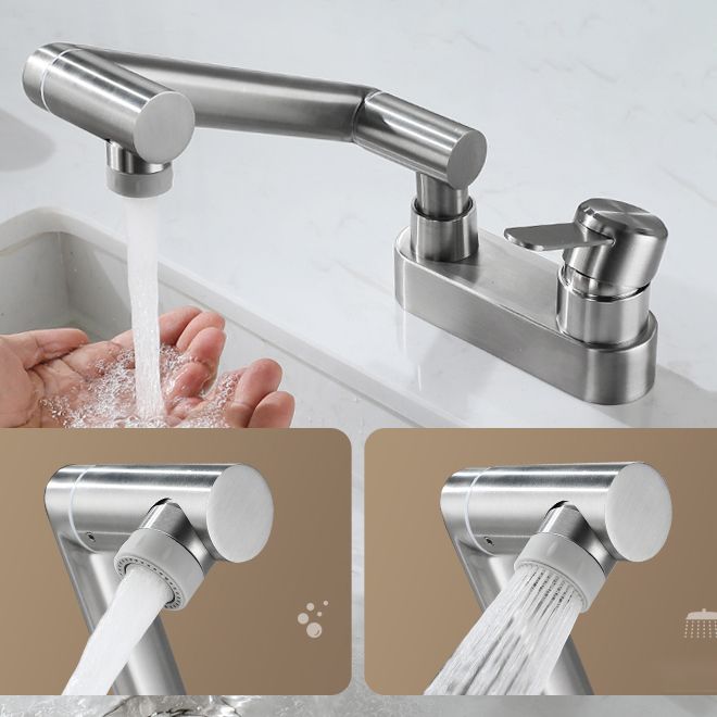 Lisslune | 2 holes sink faucet swivel stainless steel single handle central mount faucet