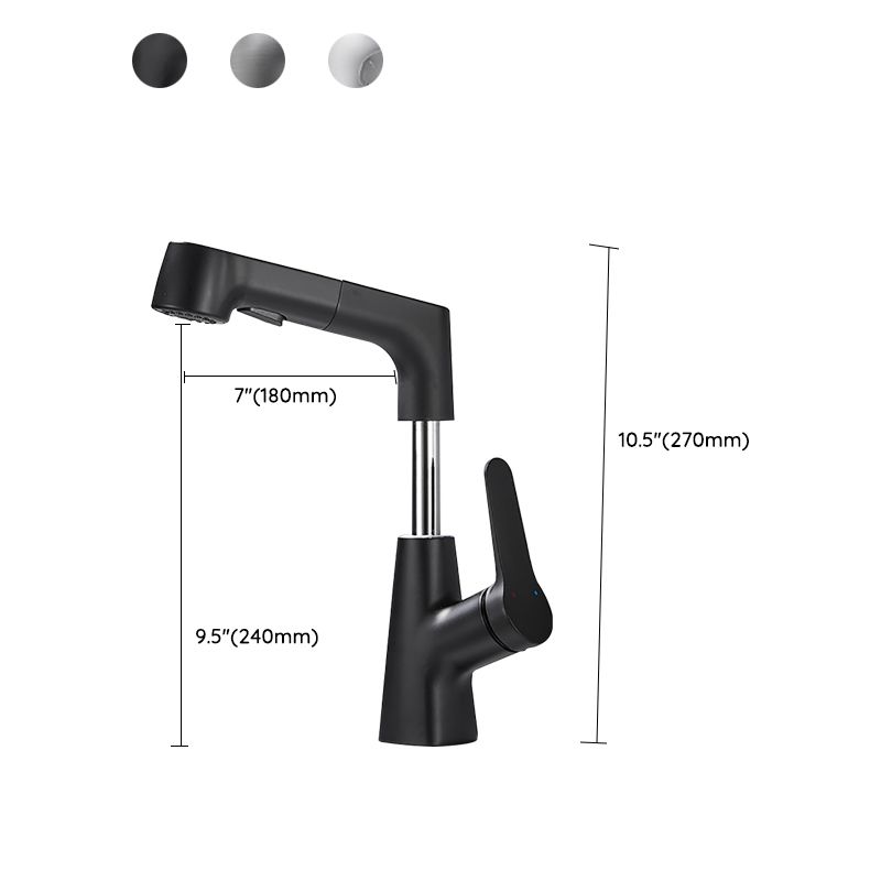Lisslune | Bathroom Vessel Faucet High Arc Three-Way Spout Single Handle Faucet with Pull-Out Sprayer