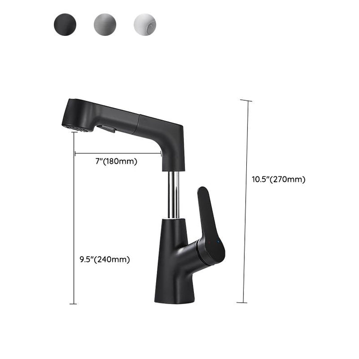 Lisslune | Bathroom Vessel Faucet High Arc Three-Way Spout Single Handle Faucet with Pull-Out Sprayer