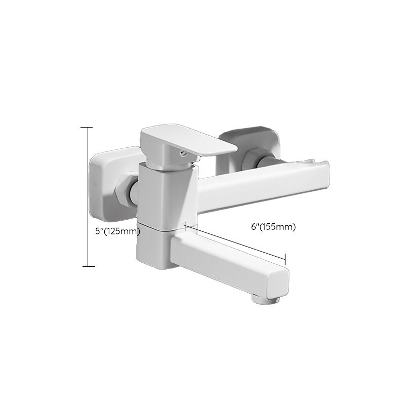 Lisslune | White Bath Water Faucet Trim Single Lever Handle Swivel Spout Wall Mounted Hand Shower Bathtub Filler