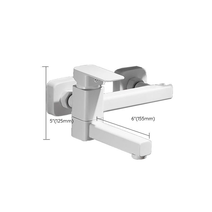 Lisslune | White Bath Water Faucet Trim Single Lever Handle Swivel Spout Wall Mounted Hand Shower Bathtub Filler