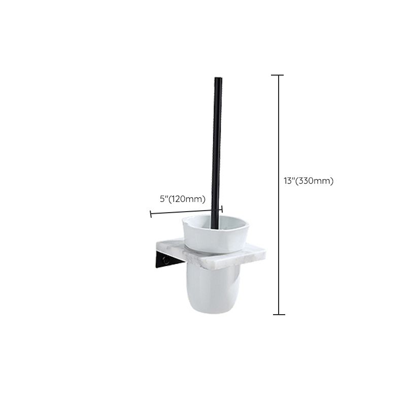 Lisslune | Matt Black Bathroom Accessory Set made of Metal & Marble with Bath Shelf/Towel Holder
