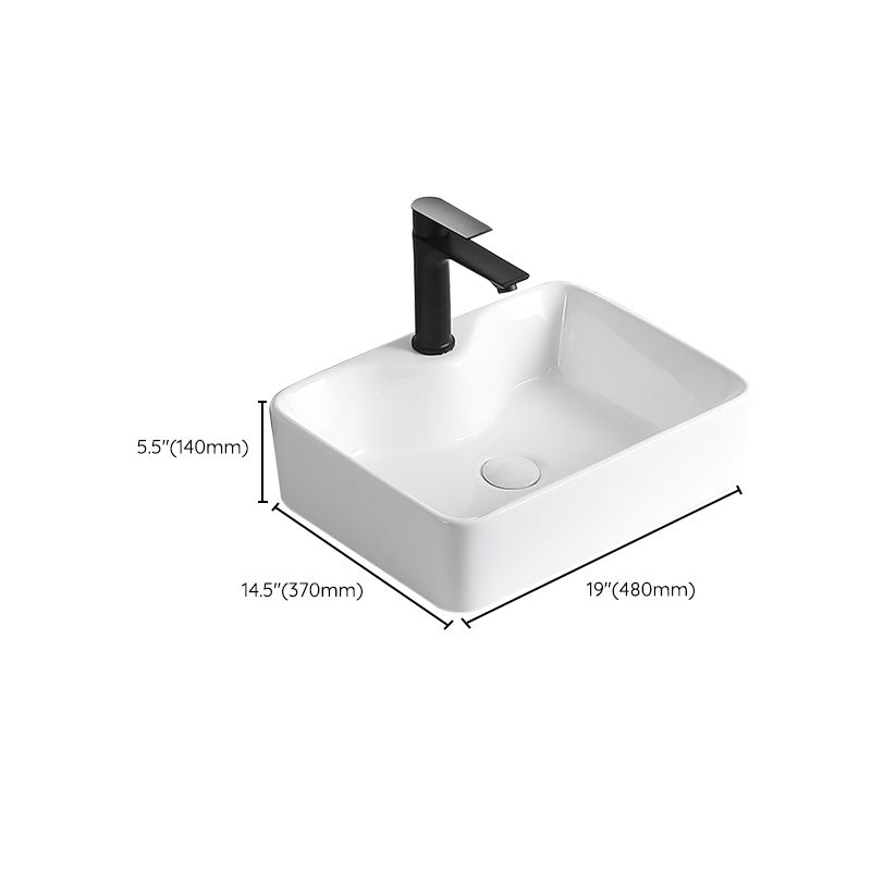 Lisslune | Modern Vessel Sink Porcelain Rectangular Vessel Sink (Not Included Faucet)