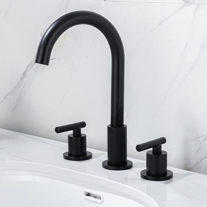 Lisslune | Modern 2-Handle Bathroom Sink Faucet 3-Hole Widespread Bathroom Faucet