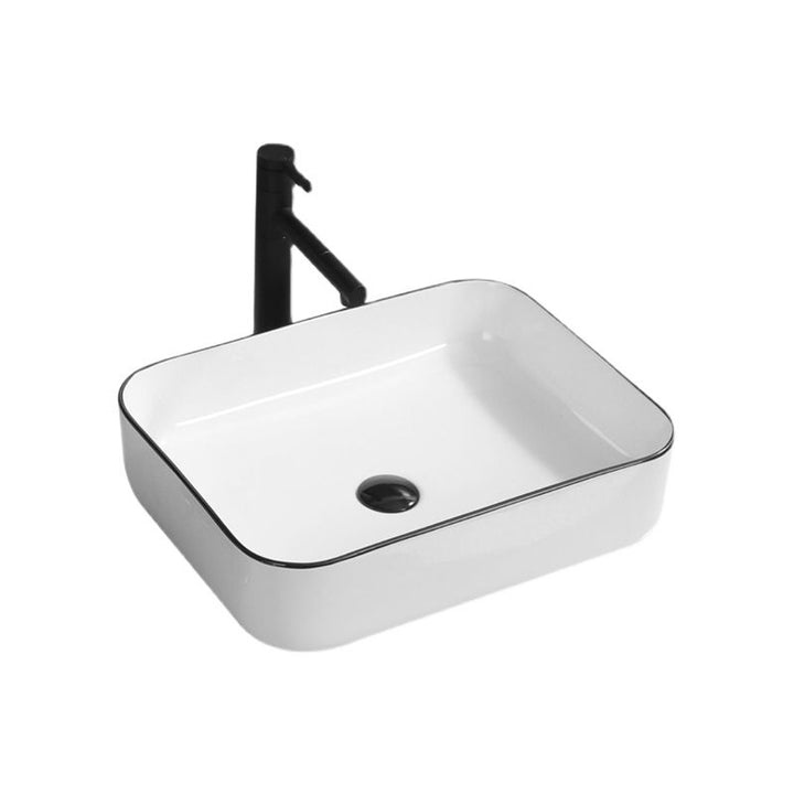 Lisslune | Contemporary sink with pop-up drain porcelain rectangular basin