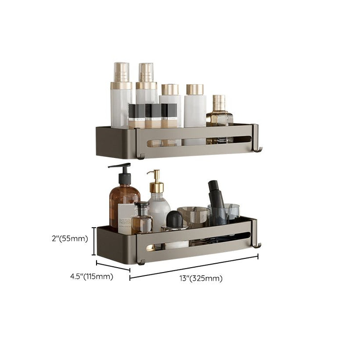 Lisslune | Contemporary Aluminum Bathroom Accessory Set Gray Bath Shelf