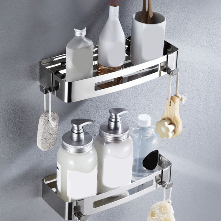 Lisslune | Modern Stainless Steel Bathroom Accessory Set Rectangular & Triangle Bathroom Shelf