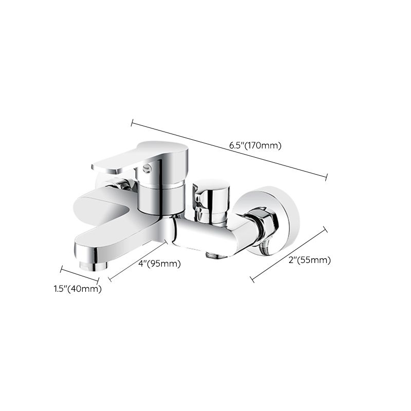 Lisslune | Single Lever Bath Mixer 2 Holes Wall Mounted Hand Shower Low Arc Tub Filler