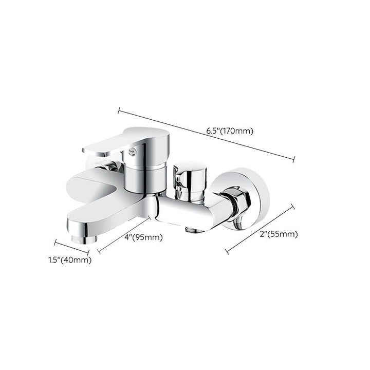 Lisslune | Single Lever Bath Mixer 2 Holes Wall Mounted Hand Shower Low Arc Tub Filler