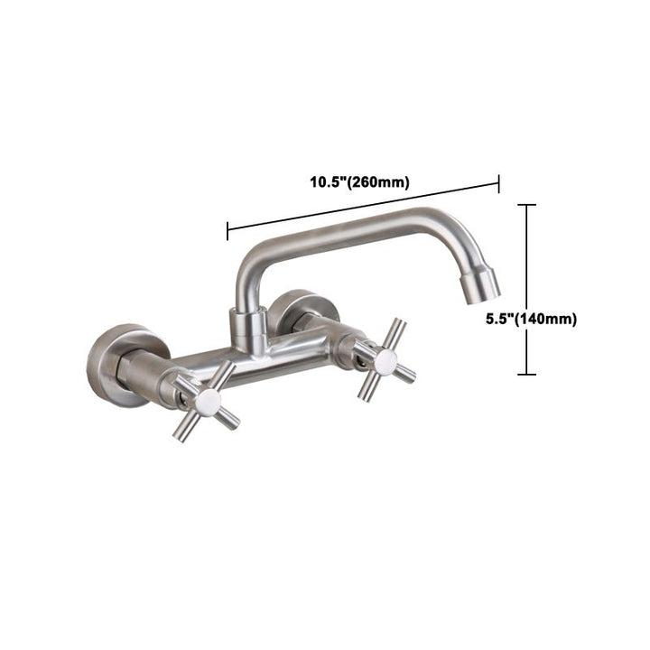 Lisslune | Round 2-Handle Bathroom Faucet Single Hole Wall Mounted Bathroom Faucet