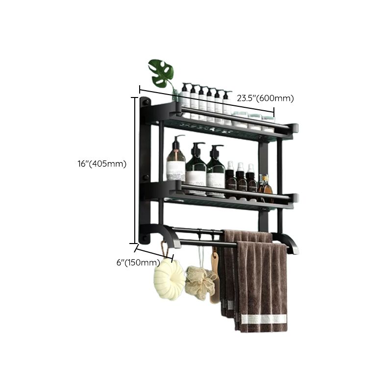 Lisslune | Modern Black Bathroom Accessories Stainless Steel Fitting Set Bathroom Shelf