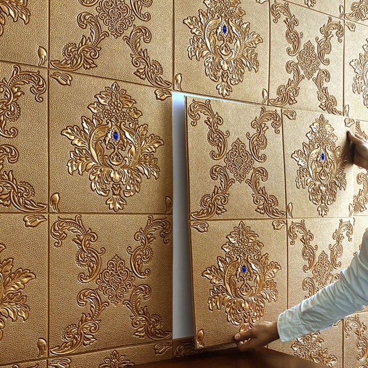 Lisslune | Glam Style Foam Wall Panel Living Room 3D Embossed Waterproof Wall Panel