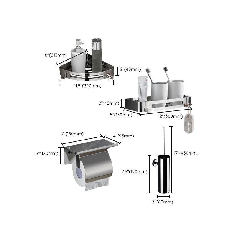 Lisslune | Modern Bathroom Accessories Hardware Set Silver Bathroom Hardware Set