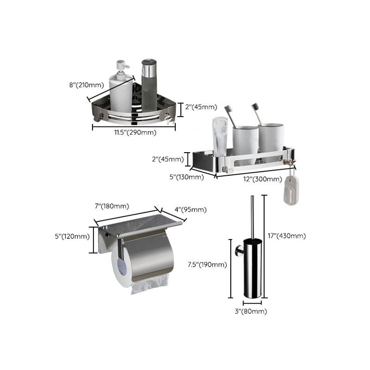 Lisslune | Modern Bathroom Accessories Hardware Set Silver Bathroom Hardware Set