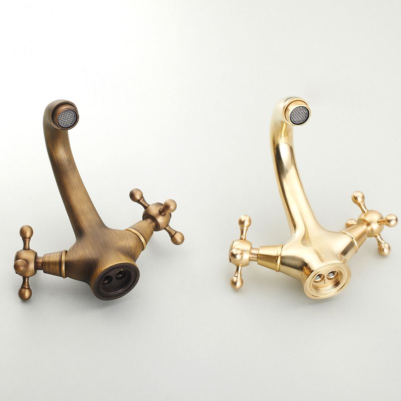 Lisslune | Vintage Widespread Bathroom Faucet Industrial Cross Handles Sink Faucet